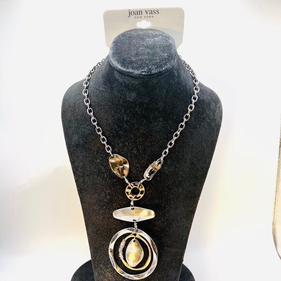 Joan Vass Jewelry - Joan Vass New York Necklace-NWT-Silver/Gold Rustic Mix-Casual-Versatile-V Neck